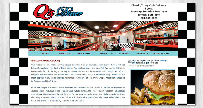 qs diner website design